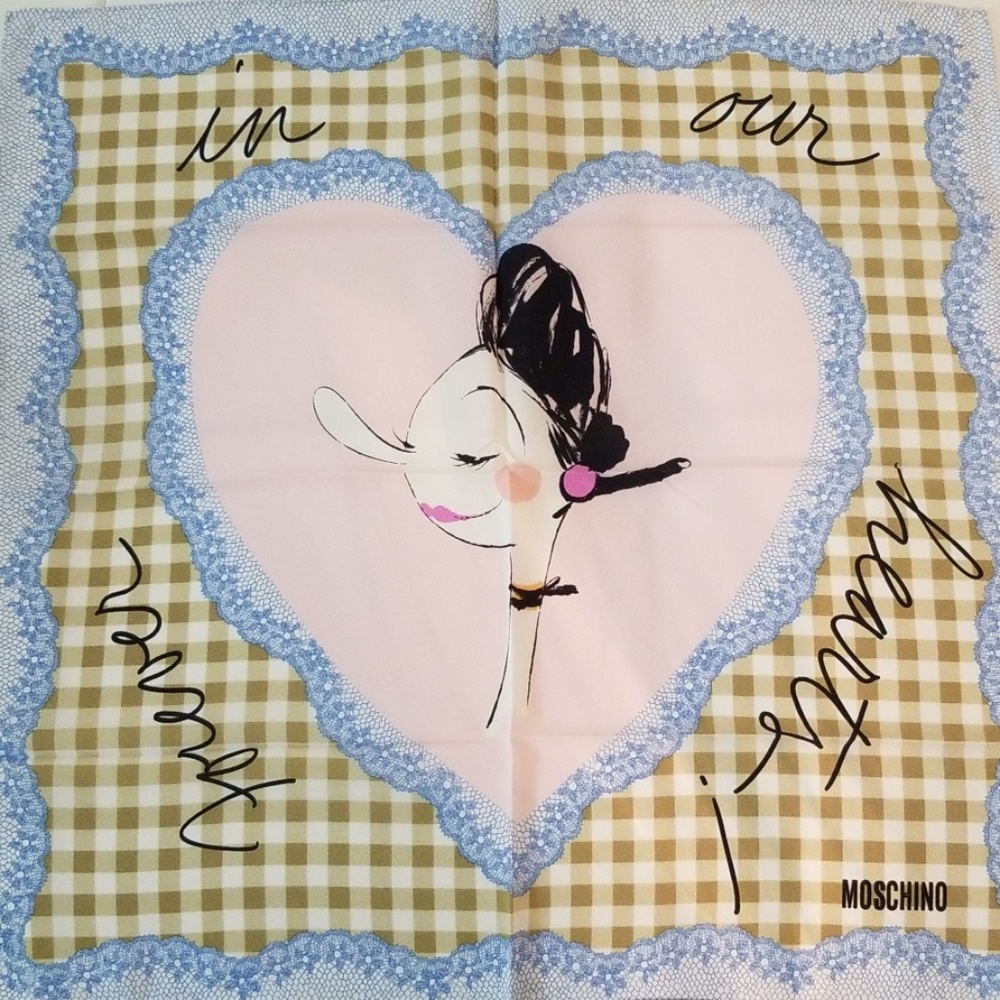 Moschino Olive Oyl Silk Scarf Green